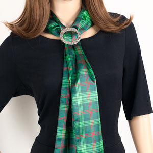 Scarf, with Scarf Ring, Dupion, Ross Tartan